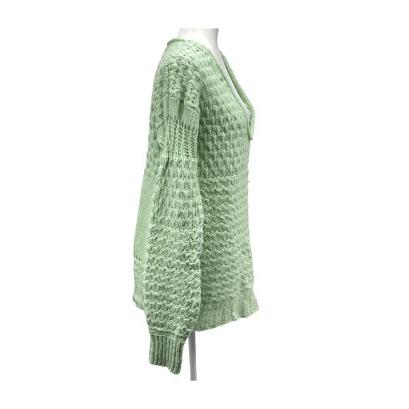 Free People Crashing Waves Sweater Small Mint Green Boho Chic Knit - Picture 5 of 14